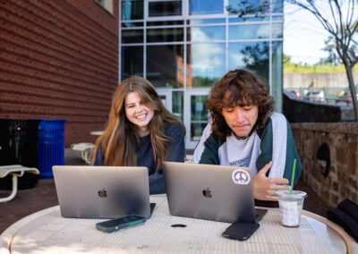 Students studying outside