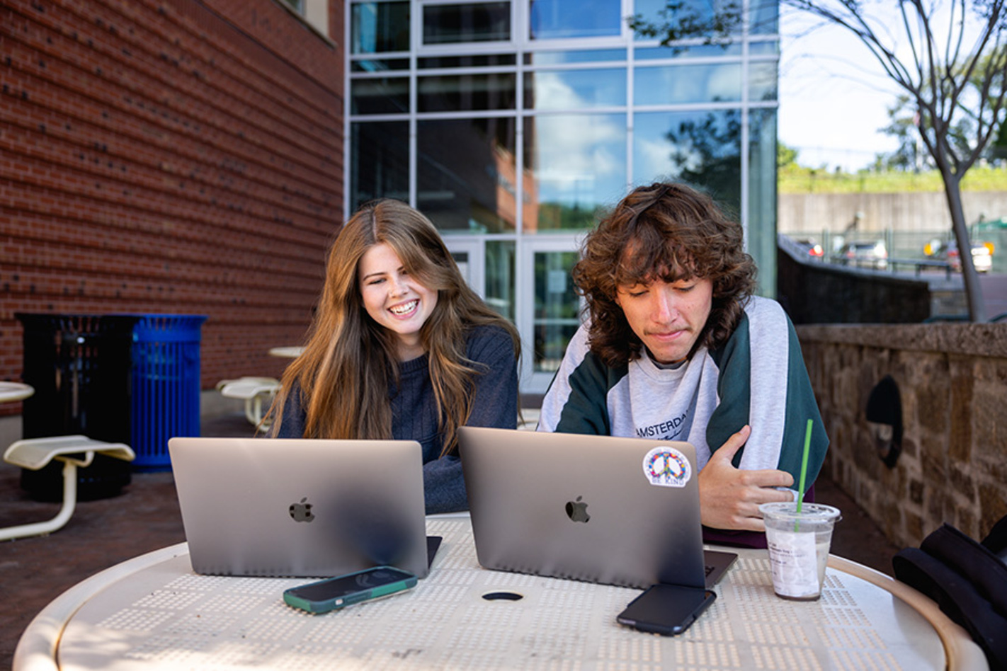 Students studying outside
